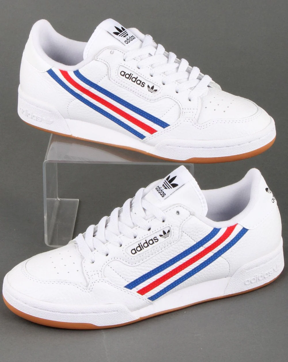 Adidas Continental 80 Trainers White/Royal/Red stripes - Image 4