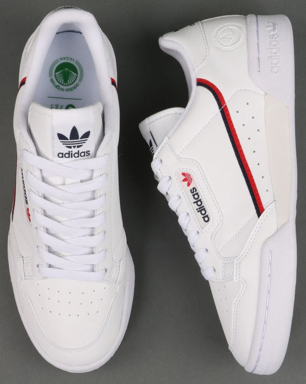 Adidas Continental 80 Vegan Trainers White/Navy/Red - Image 3
