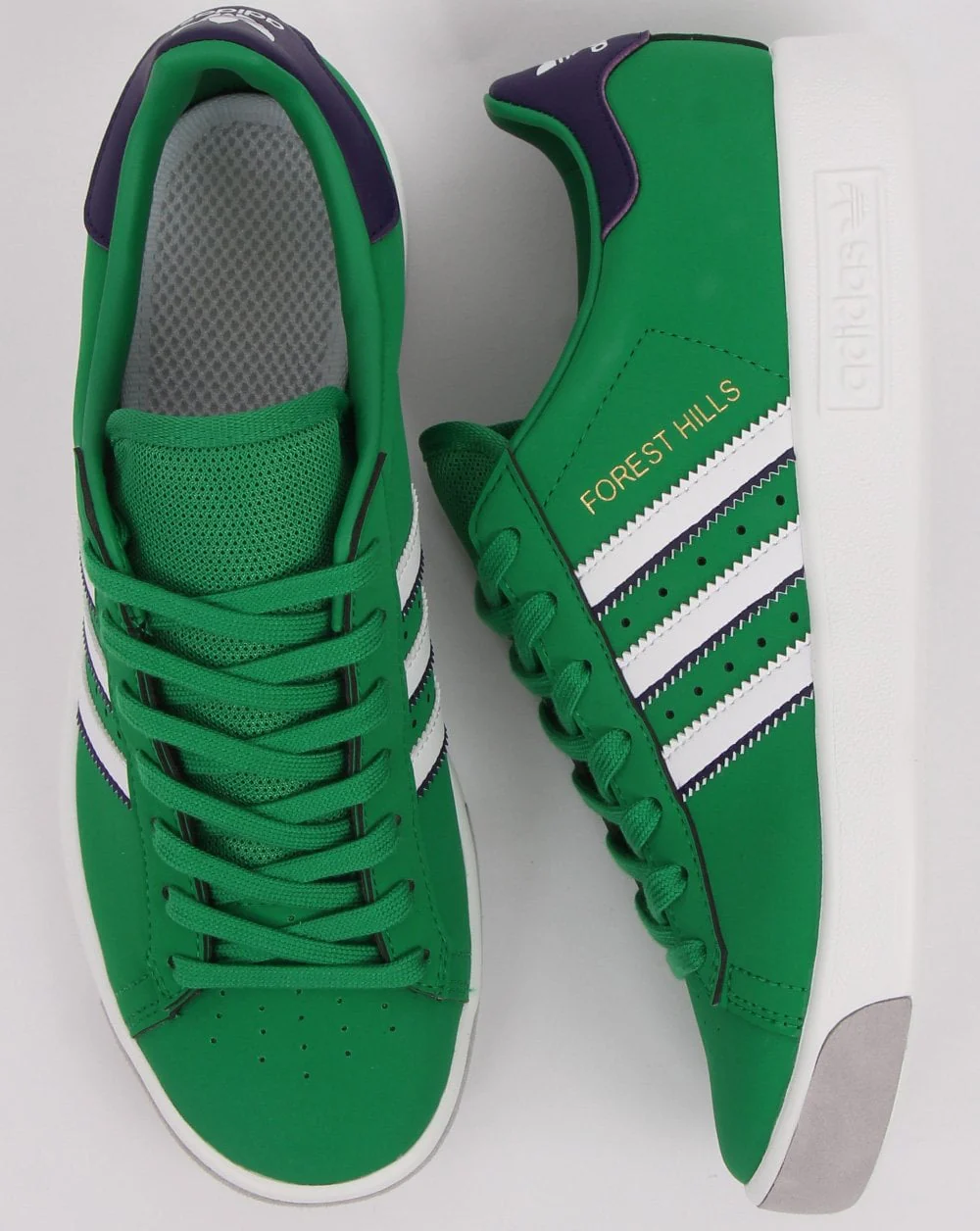 Adidas Forest Hills Trainers Green/White/Purple - Image 3