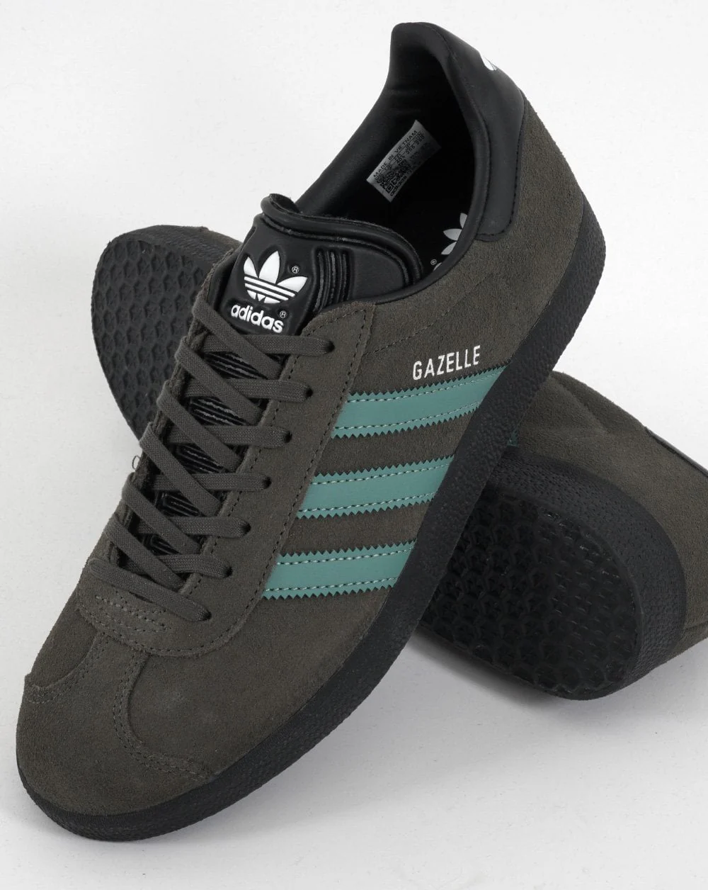 Adidas Gazelle Trainers Olive Grey/Black - Image 3