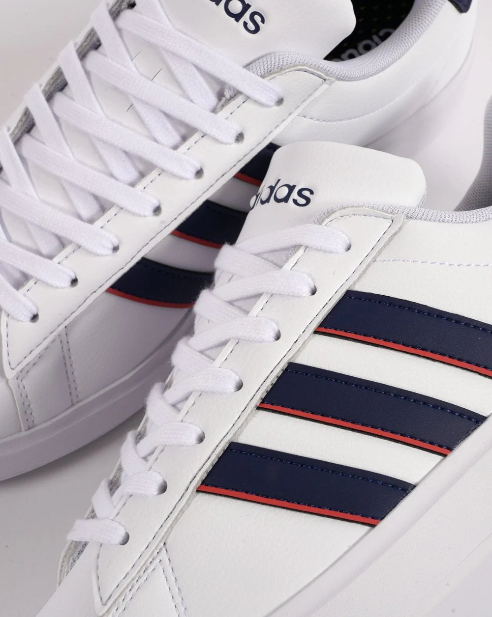 Adidas Grand Court 2.0 Trainers White/Dark Blue/Red - Image 3