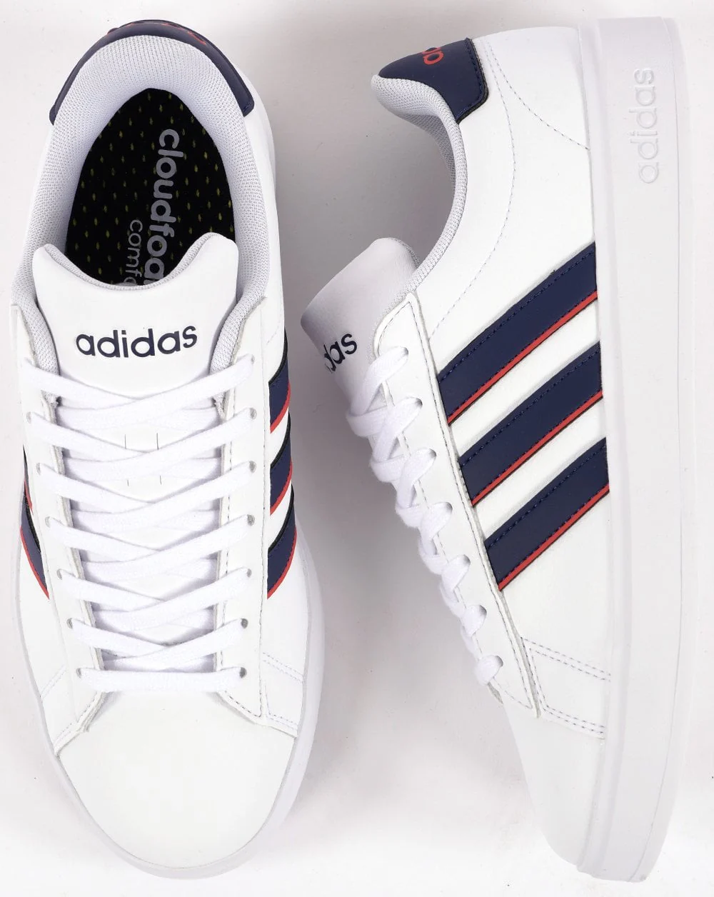Adidas Grand Court 2.0 Trainers White/Dark Blue/Red - Image 4