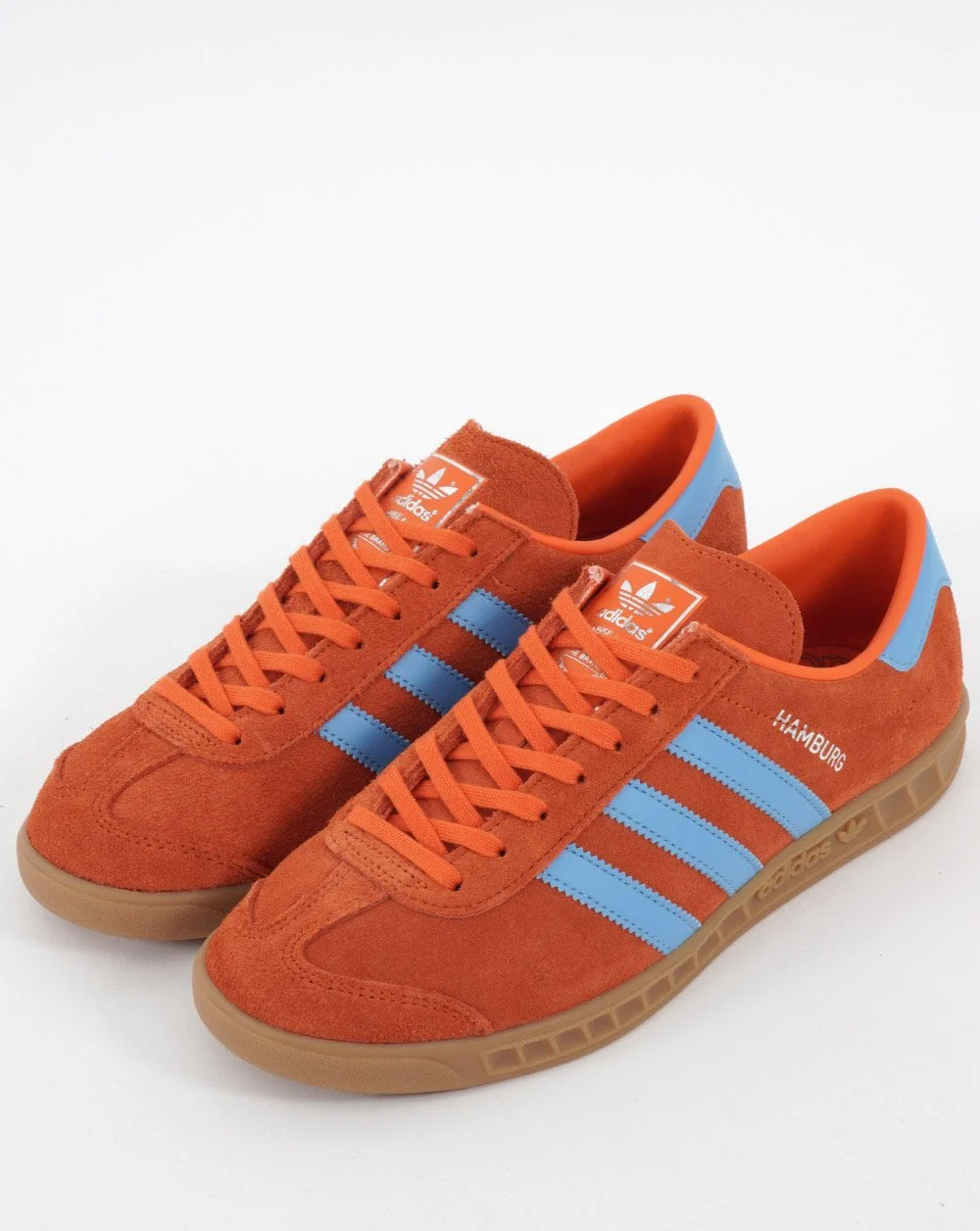 Adidas Hamburg Trainers Orange/Light Blue - Image 3