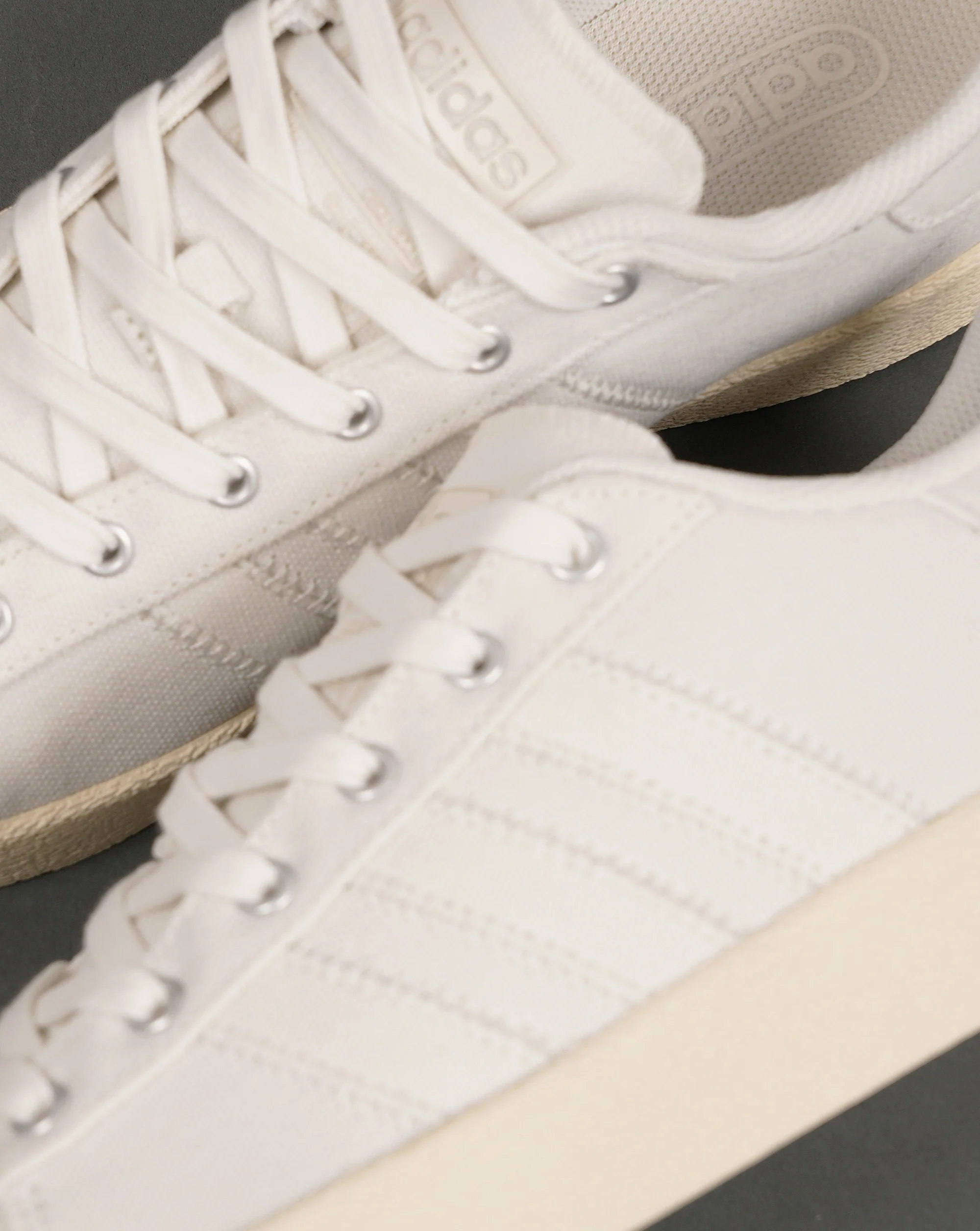 Adidas Canvas Hook Trainers Off White - Image 3