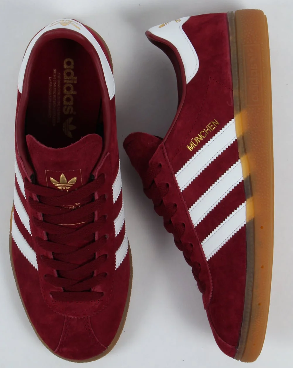 Adidas Munchen Trainers Burgundy/White - Image 2