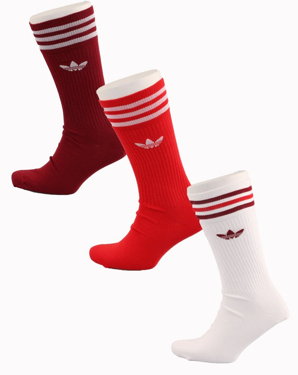 Adidas Originals 3 Pack Crew Socks White/burgundy/scarlet - Image 2