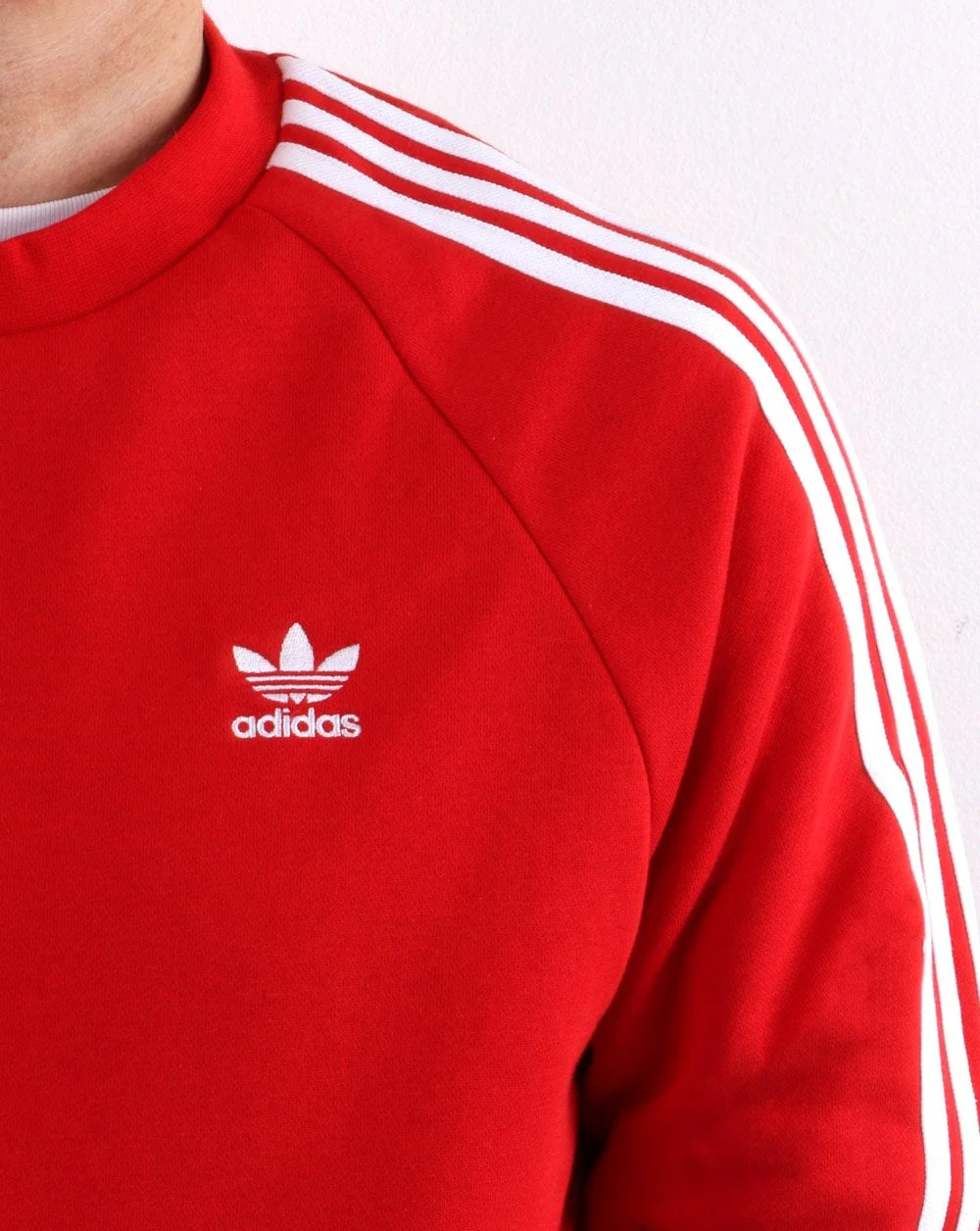 Adidas Originals 3 Stripes Crew Sweat Scarlet Red - Image 2