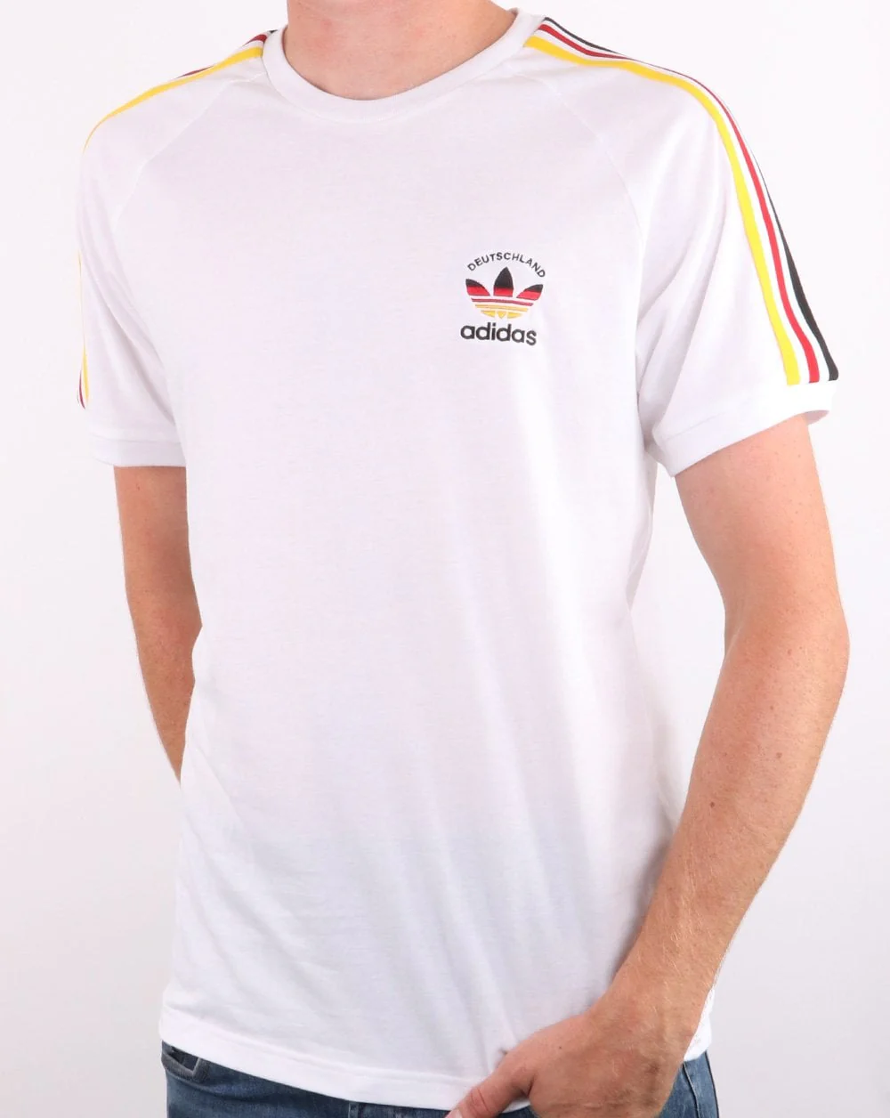 Adidas Originals 3 Stripes Deutsch T Shirt White - Image 2