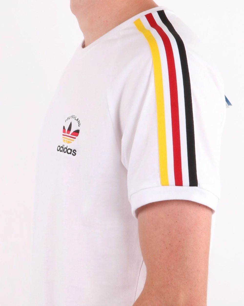Adidas Originals 3 Stripes Deutsch T Shirt White - Image 3