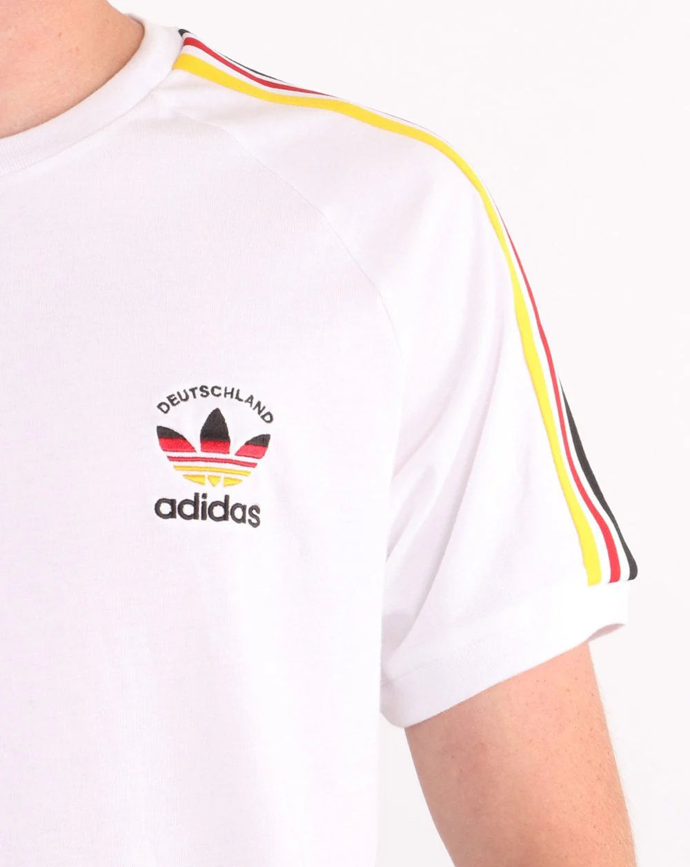 Adidas Originals 3 Stripes Deutsch T Shirt White - Image 4