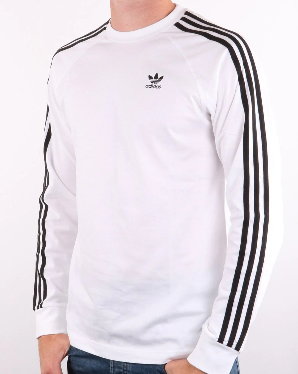 Adidas Originals 3 Stripes Long Sleeve Tee White/black - Image 2