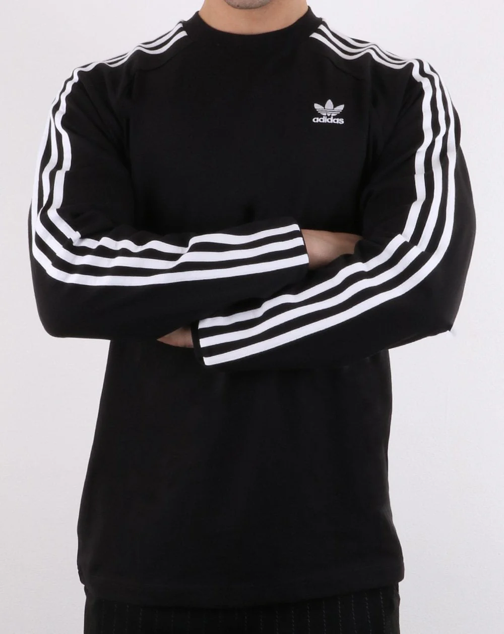 Adidas Originals 3 Stripes Long Sleeved T Shirt Black - Image 3