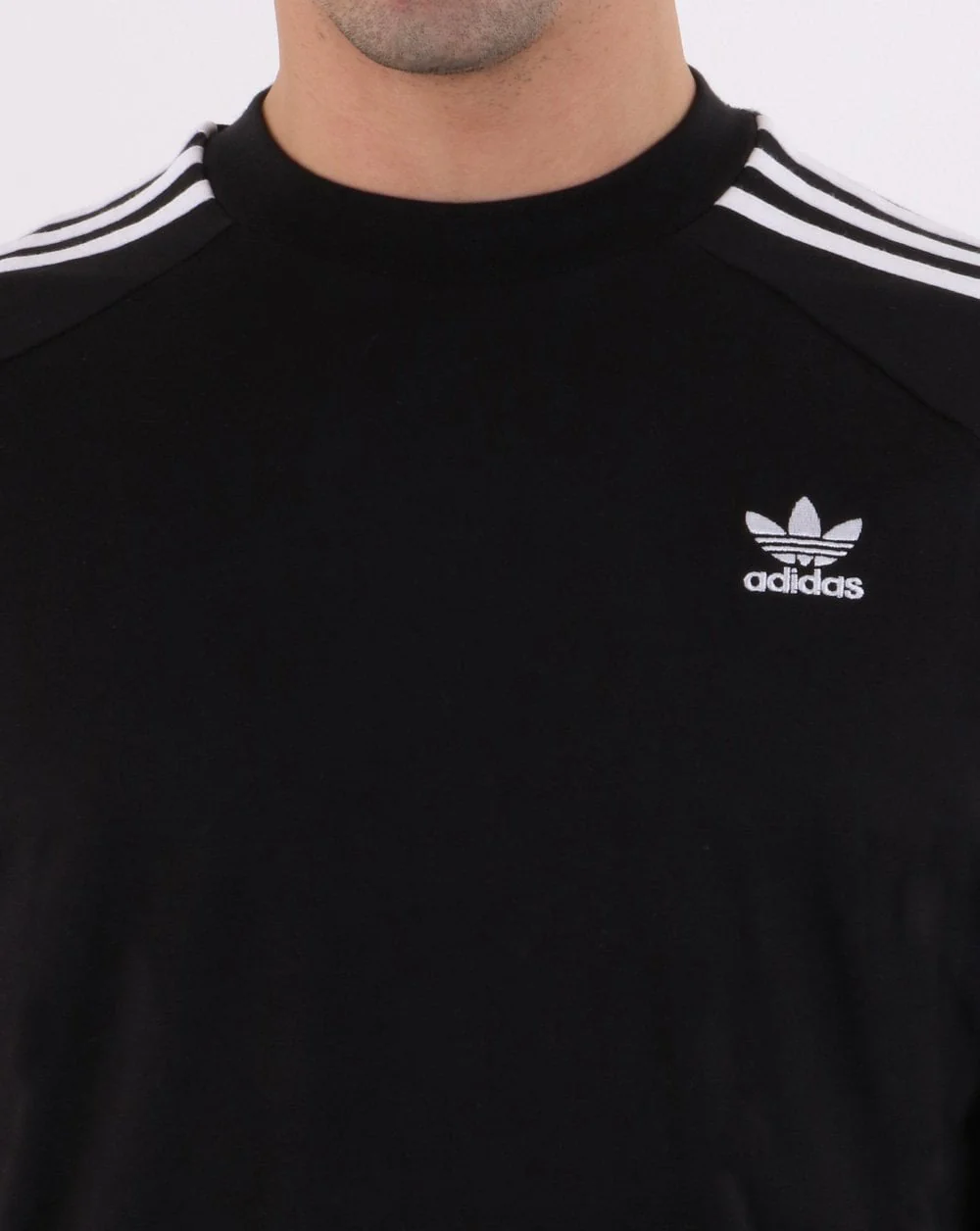 Adidas Originals 3 Stripes Long Sleeved T Shirt Black - Image 4