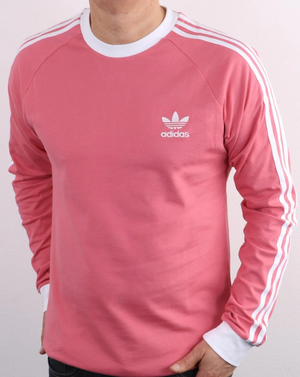 Adidas Originals 3 Stripes Ls T Shirt Dusky Pink - Image 2