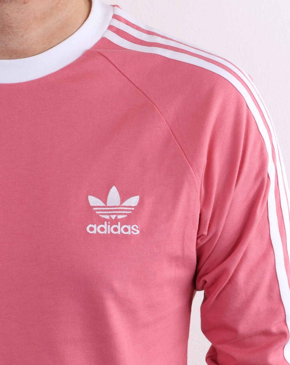 Adidas Originals 3 Stripes Ls T Shirt Dusky Pink - Image 3