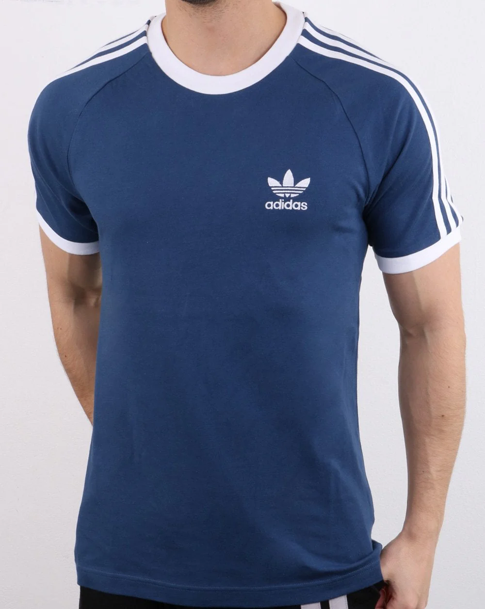 Adidas Originals 3 Stripes T Shirt Deep Blue - Image 2