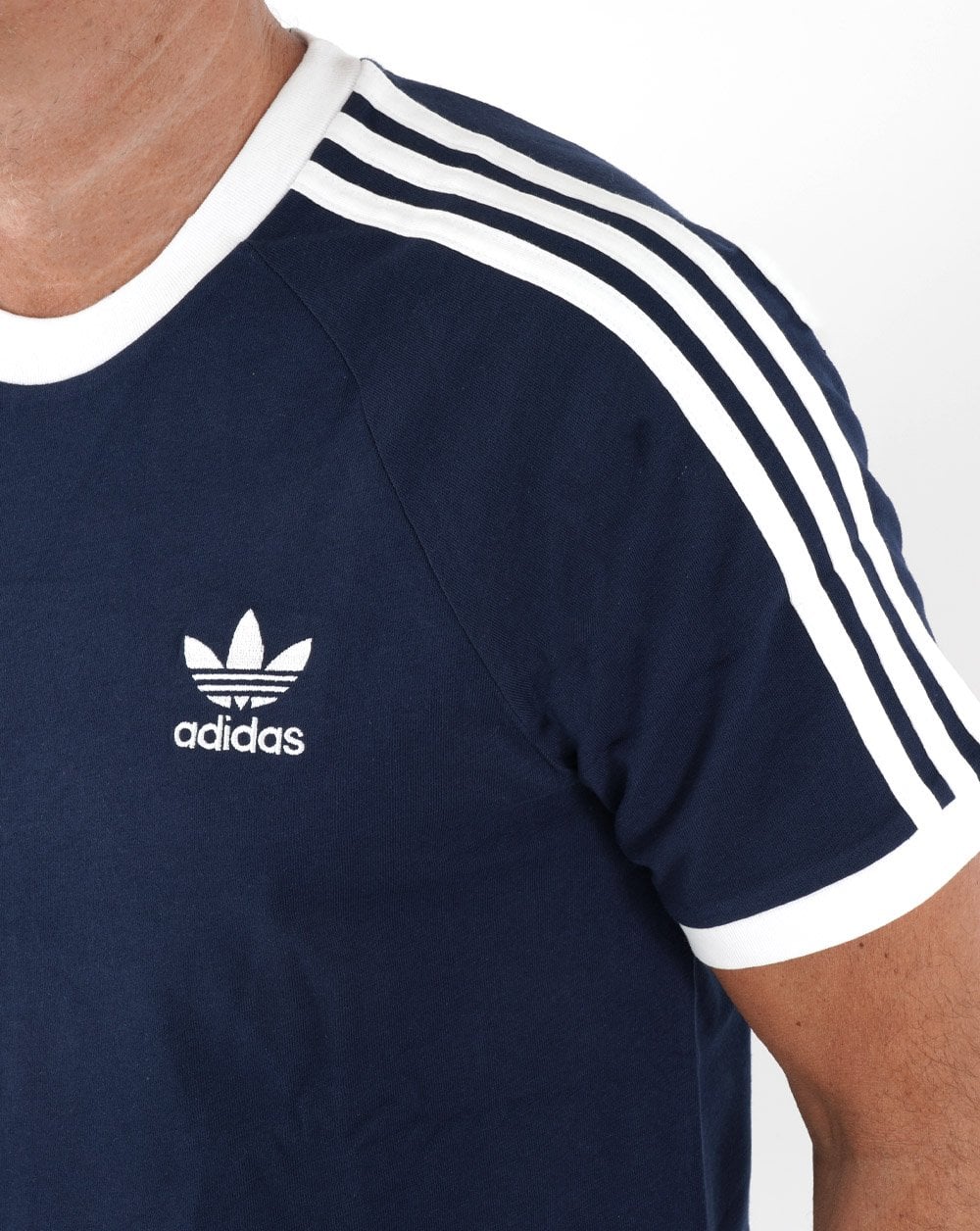 Adidas Originals 3 Stripes T Shirt Navy Blue - Image 2