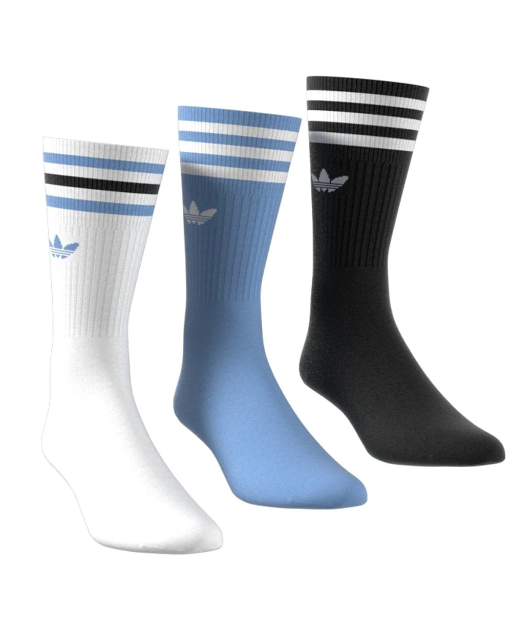 Adidas Originals Crew Socks 3 Pack White/Light Blue/Black - Image 2