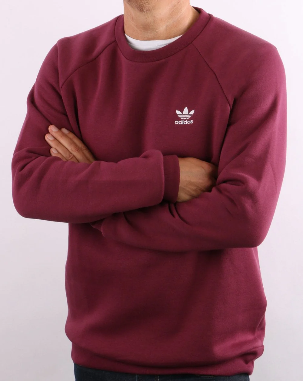 Adidas Originals Essential Crew Sweat Crimson - Image 3