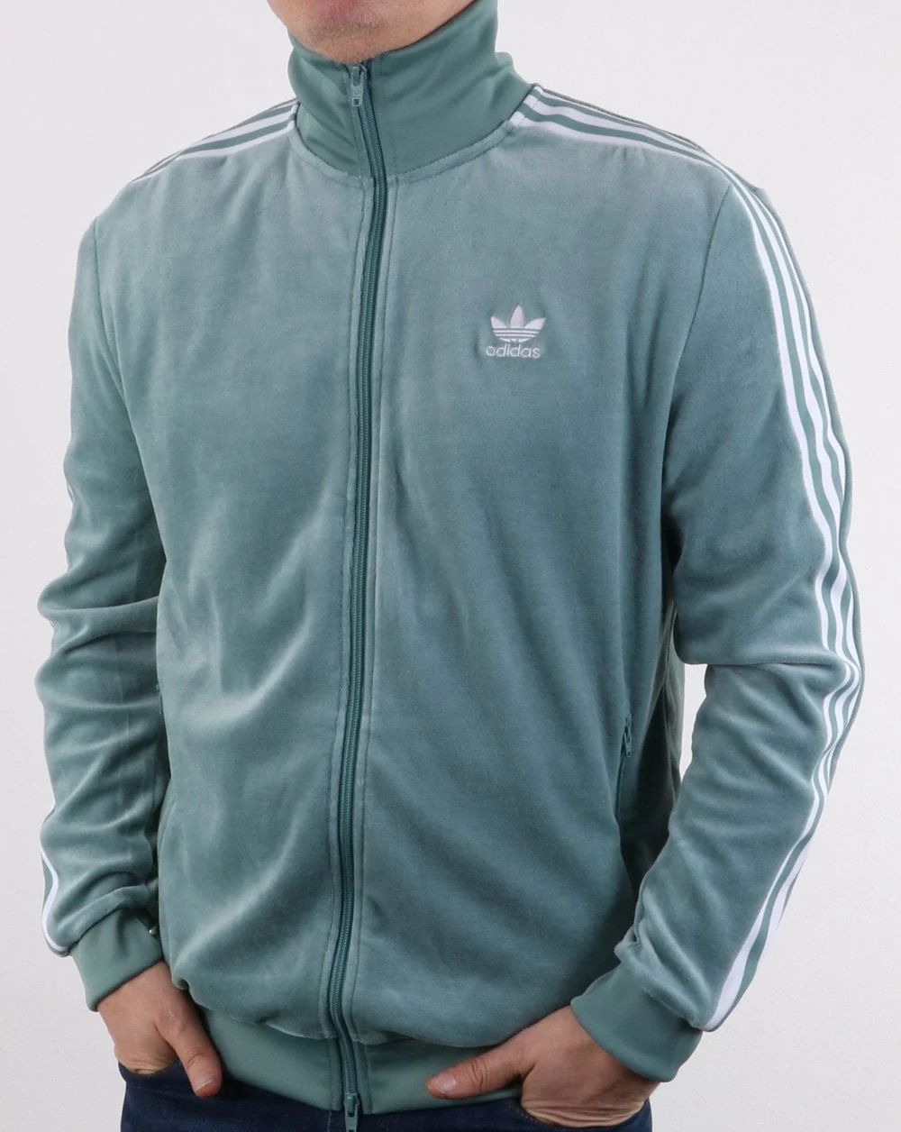 Adidas Originals Velour Track Top Vapour Steel - Image 2