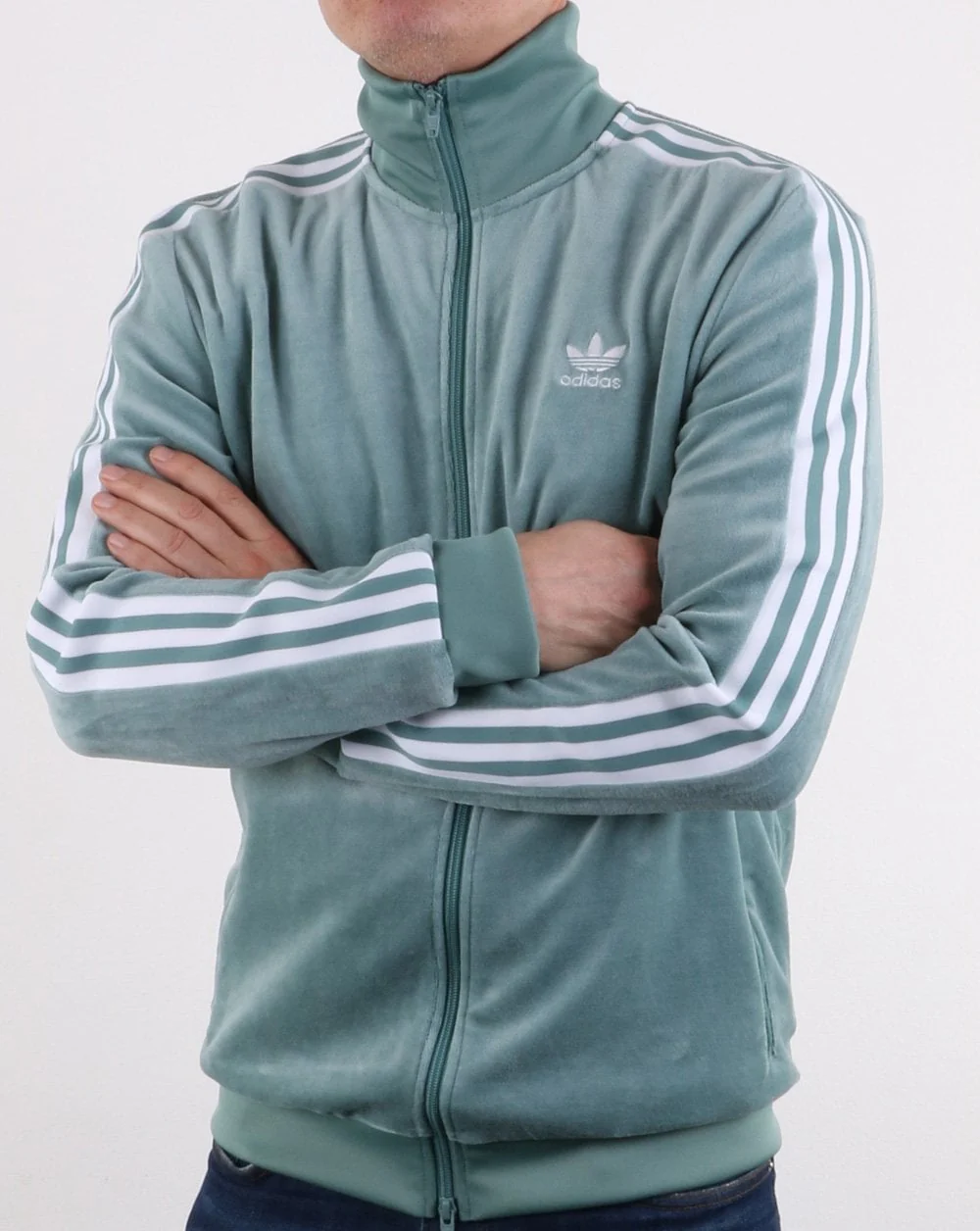 Adidas Originals Velour Track Top Vapour Steel - Image 3