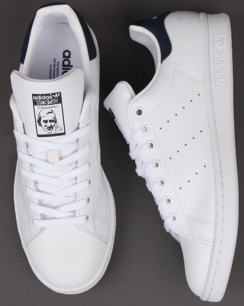 Adidas Stan Smith Trainers White/Dark Blue - Image 2