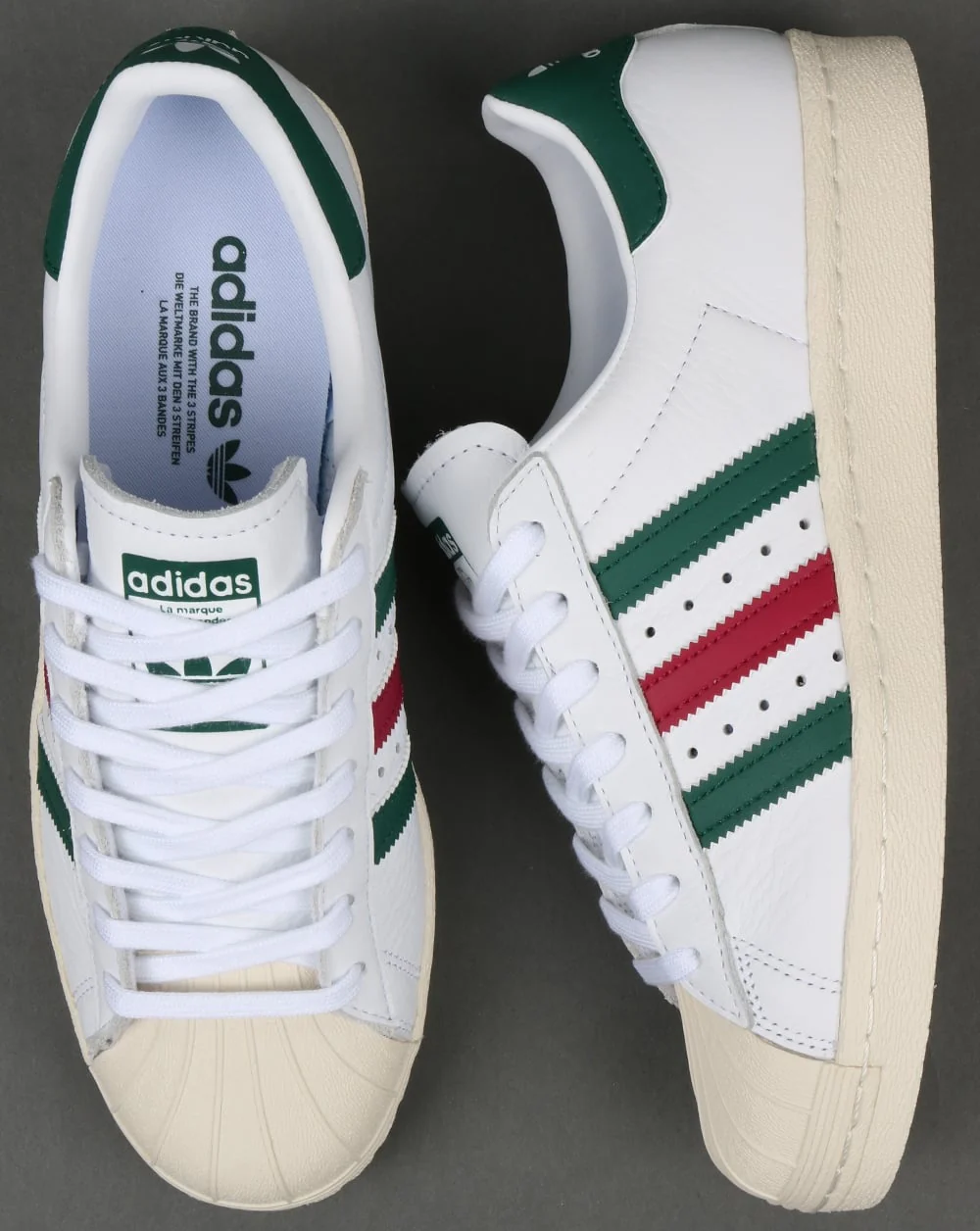 Adidas Superstar 80s Trainers White/Green/Ruby - Image 2