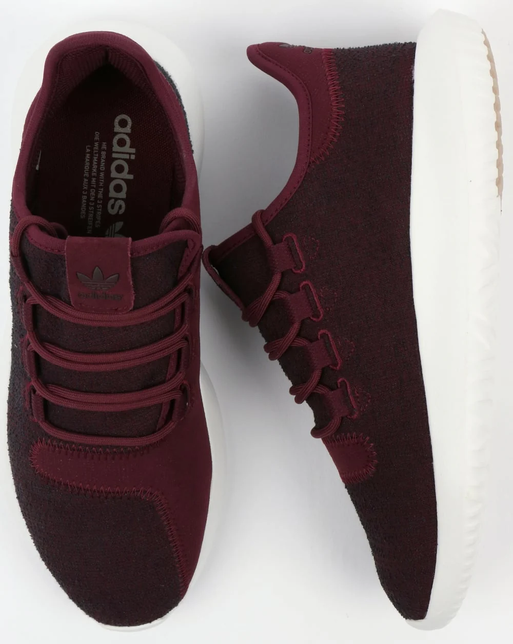 Adidas Tubular Shadow Trainers Maroon/Vapour Grey - Image 2