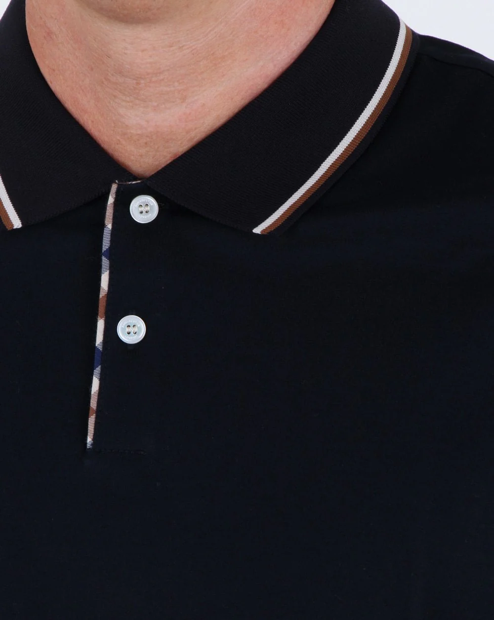 Aquascutum Bert Long Sleeve Polo Navy - Image 2