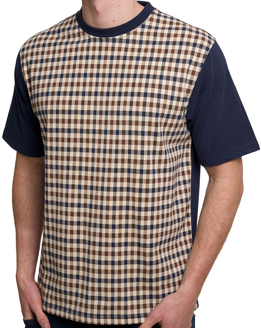 Aquascutum Club Check T-Shirt Navy