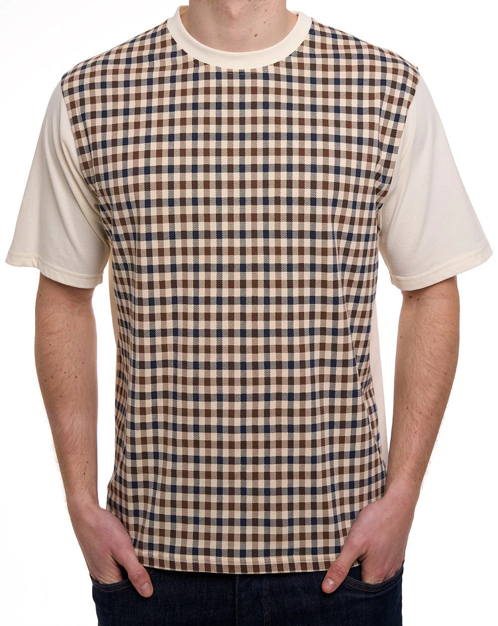 Aquascutum Club Check T-Shirt Off White - Image 2
