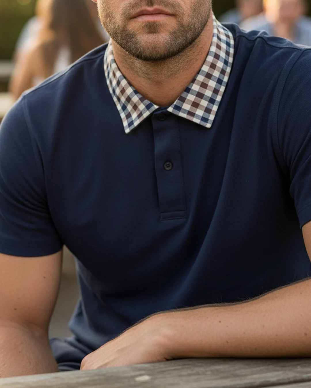 Aquascutum Club Check Collar Polo Navy - Image 2