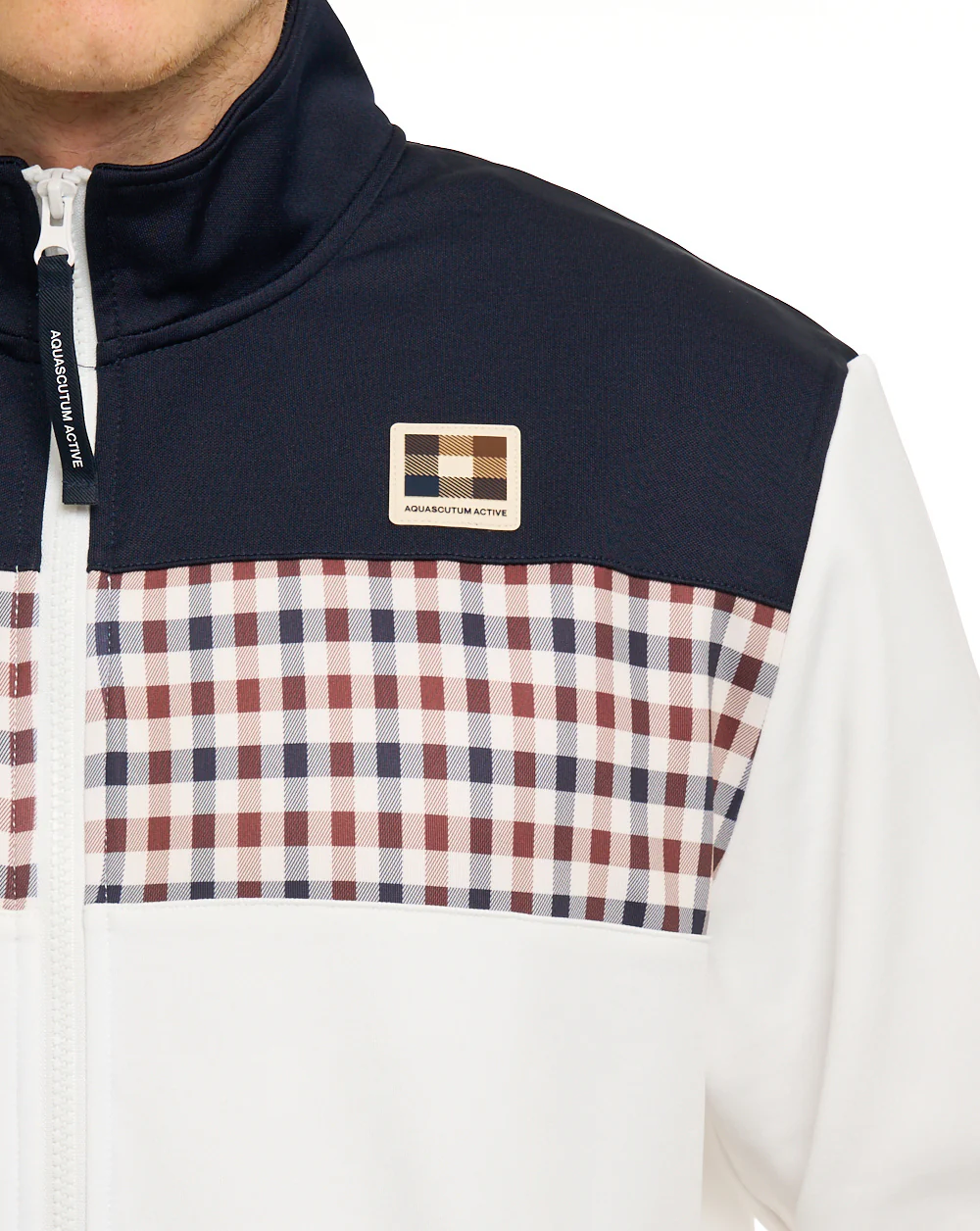 Aquascutum Club Check Stripe Track Top Navy - Image 2