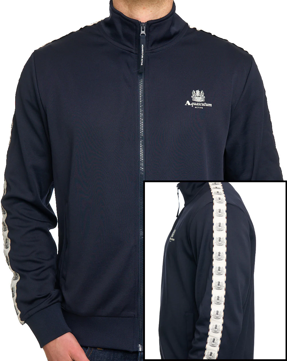 Aquascutum Crest Tape Track Top Navy