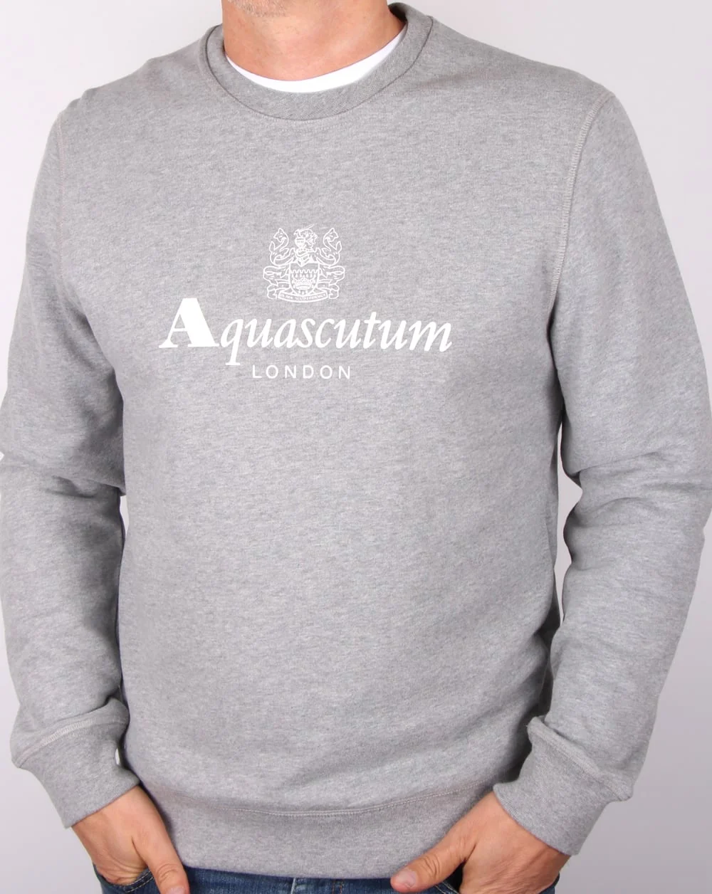 Aquascutum Henry Crew Neck Sweatshirt Grey Marl