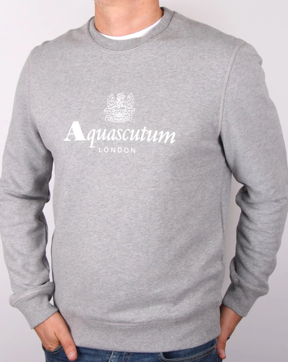 Aquascutum Henry Crew Neck Sweatshirt Grey Marl - Image 3