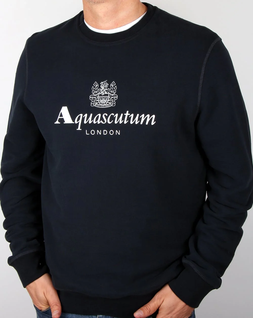 Aquascutum Henry Crew Neck Sweatshirt Navy