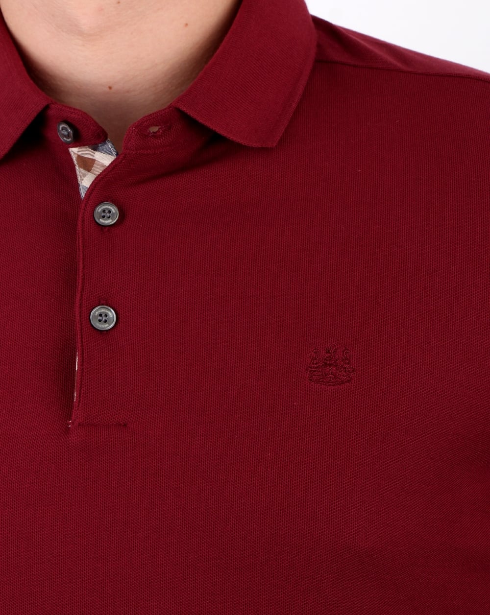 Aquascutum Hillington Long Sleeve Polo Shirt Bordeaux - Image 2