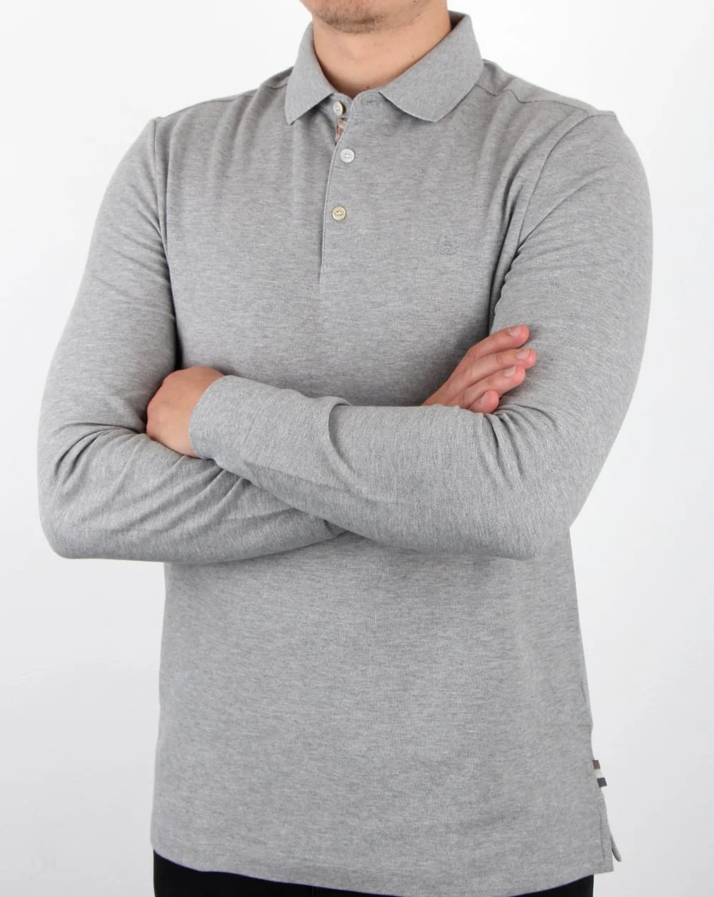 Aquascutum Hillington Long Sleeve Polo Shirt Grey - Image 3