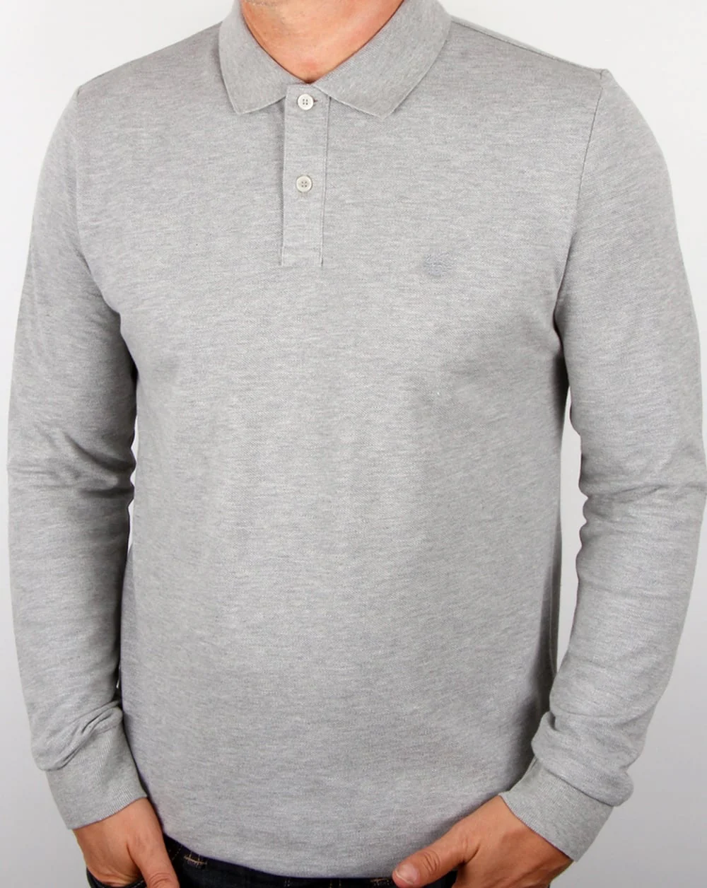 Aquascutum Hilton Long Sleeve Polo Shirt Grey - Image 3