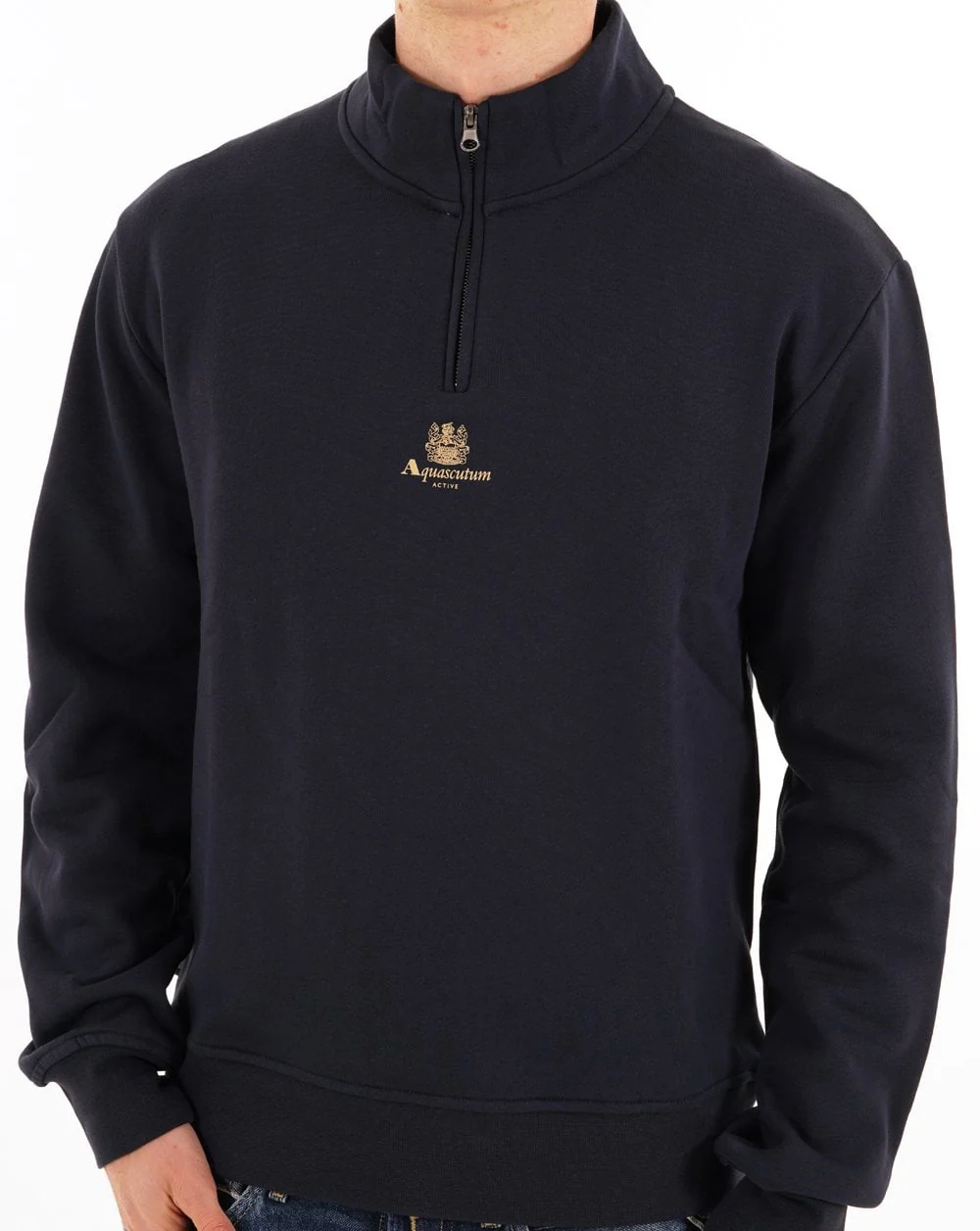 Aquascutum Logo Quarter Zip Fleece Navy - Image 3