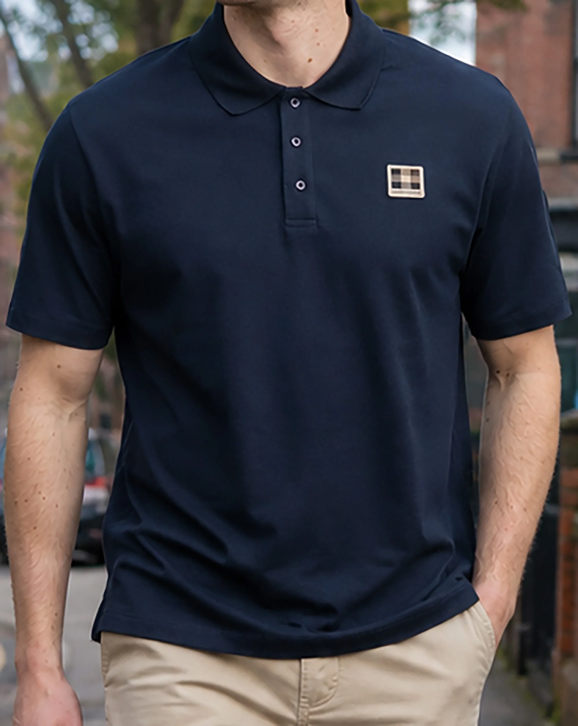 Aquascutum Pique Badge Polo Navy
