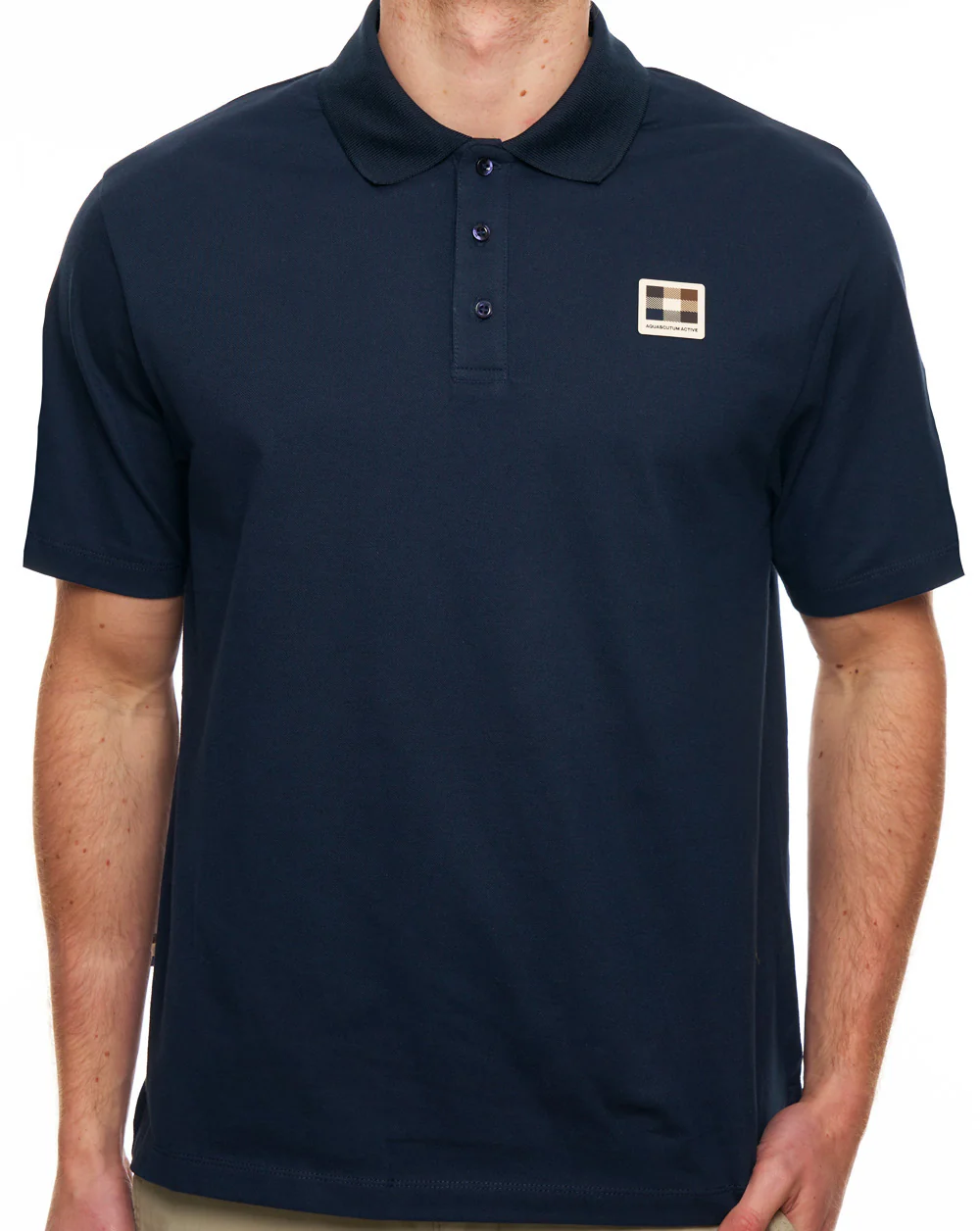 Aquascutum Pique Badge Polo Navy - Image 3