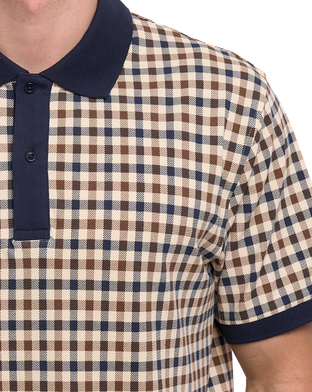 Aquascutum Pique Club Check Polo Navy - Image 3