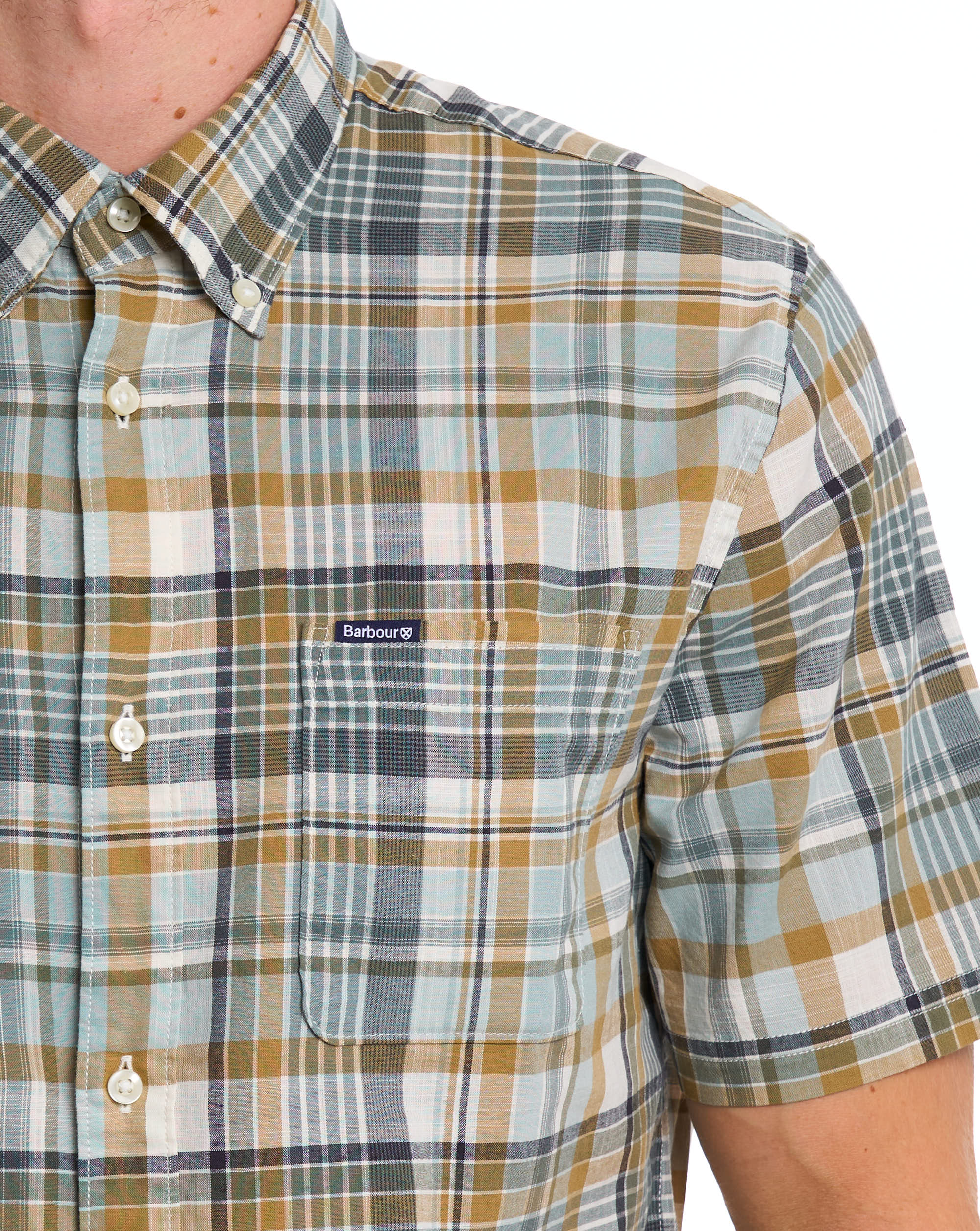 Barbour Baycliff Checked SS Shirt Whisper White - Image 2