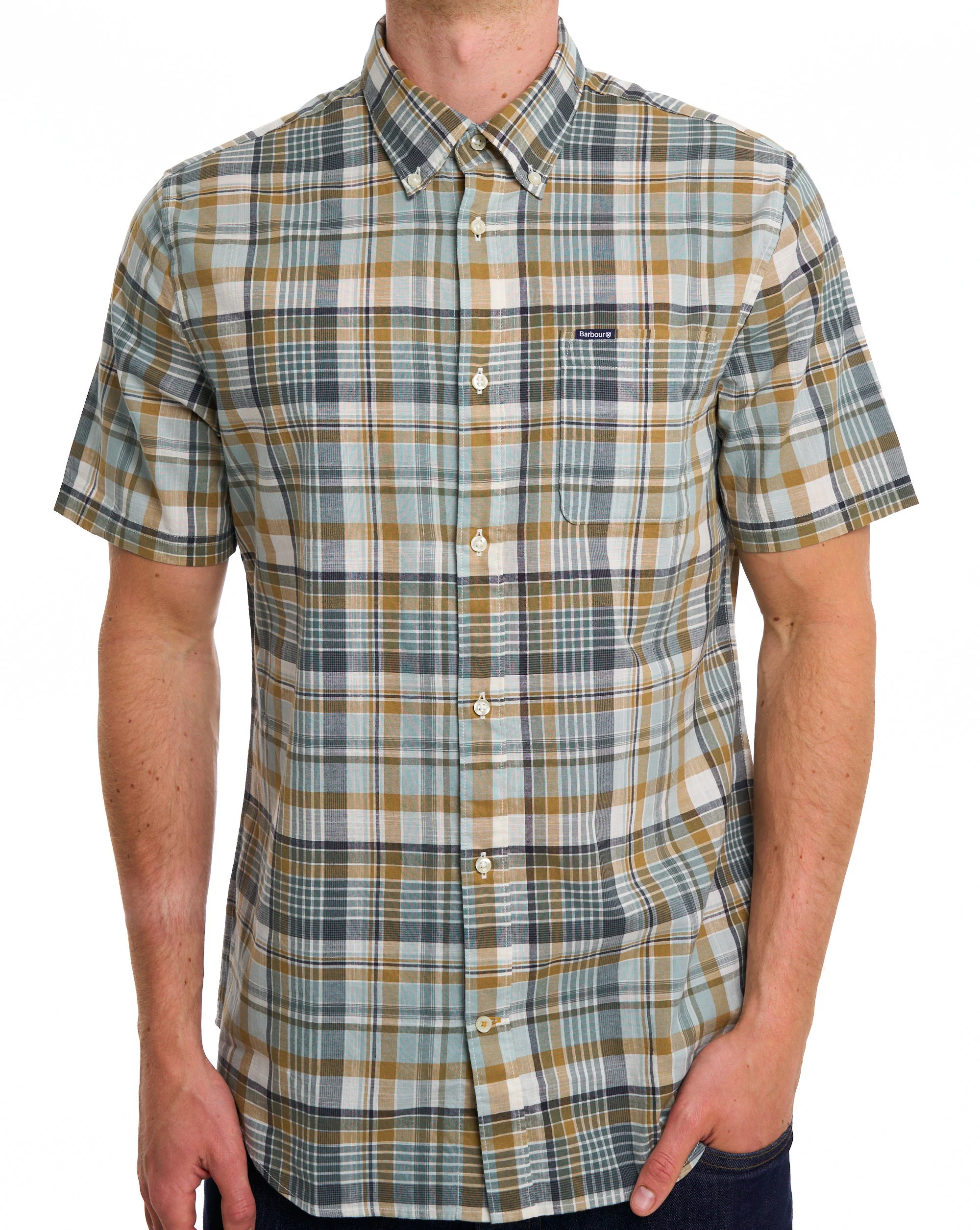Barbour Baycliff Checked SS Shirt Whisper White - Image 3