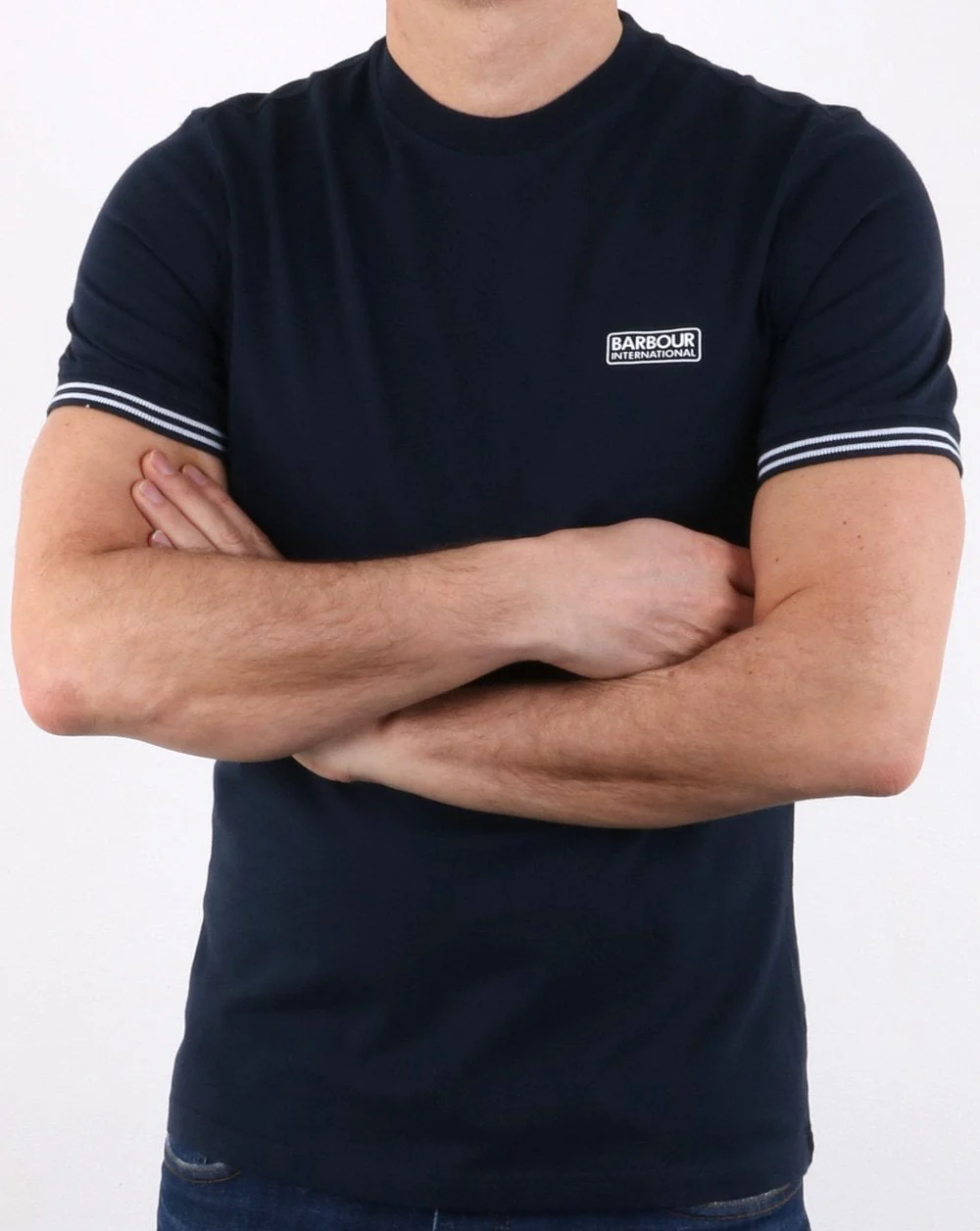 Barbour Cable Tipped Tee Navy - Image 3