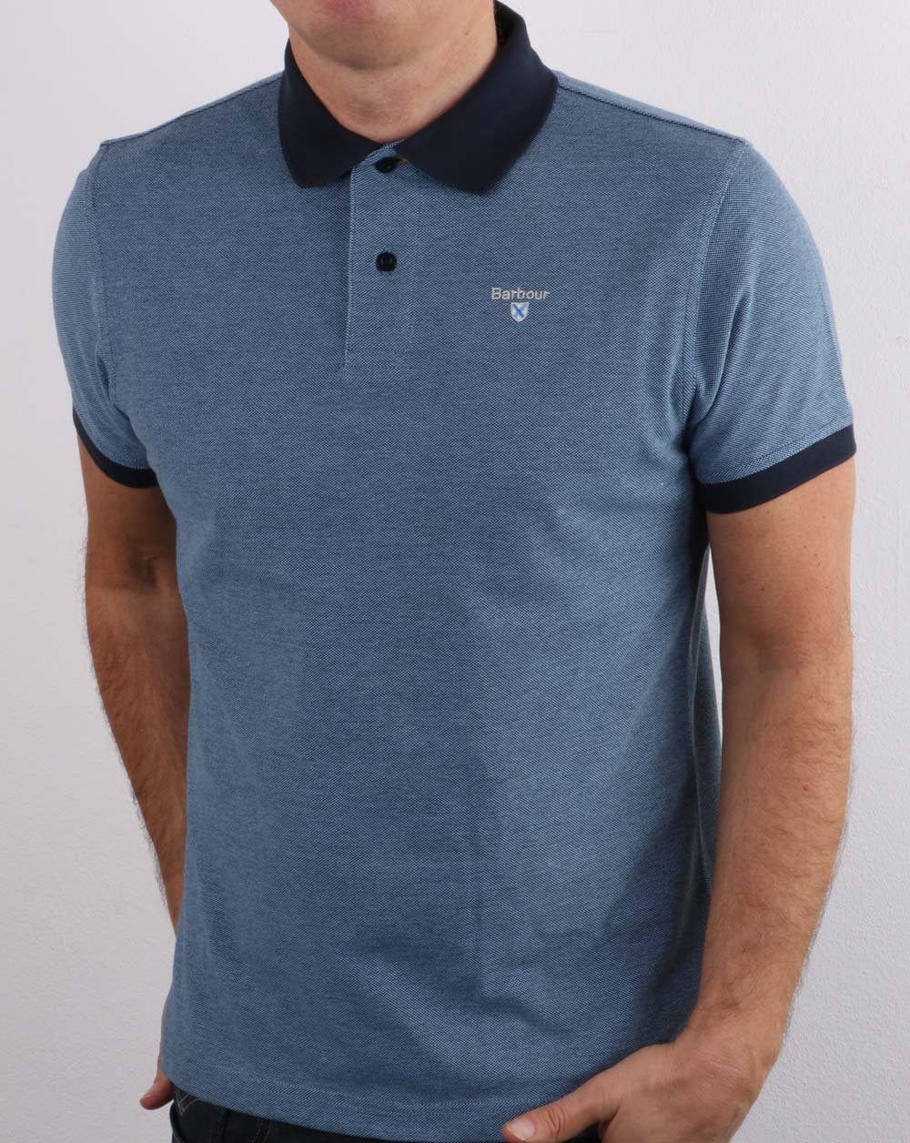 Barbour Contrast Collar Polo Navy - Image 3