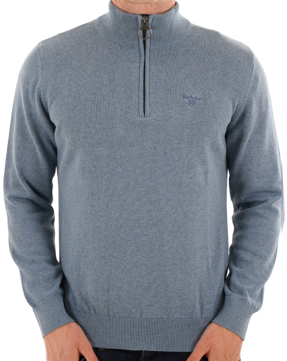 Barbour Cotton Half Zip Knit Bluestone - Image 2