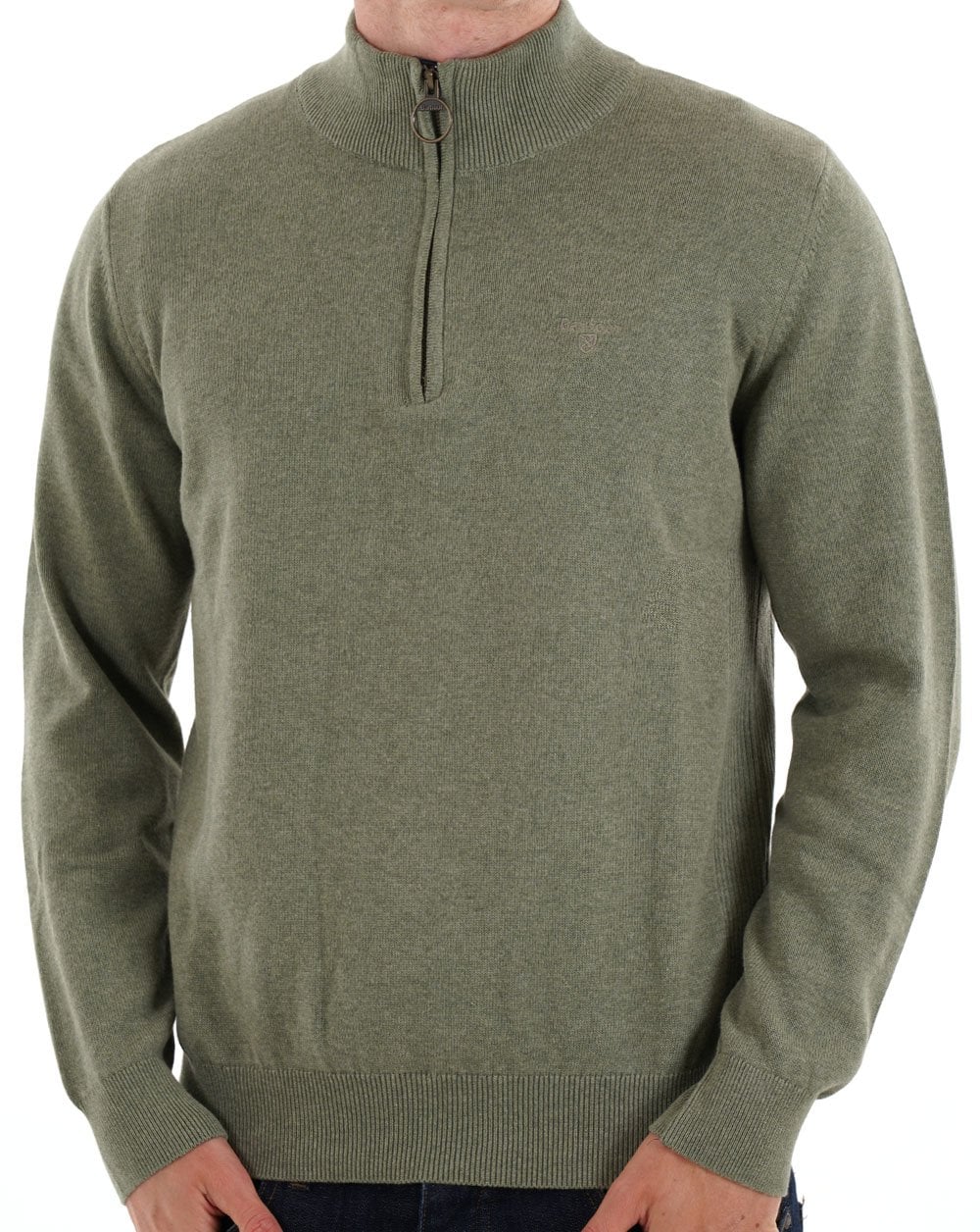 Barbour Cotton Half Zip Knit Thyme - Image 2
